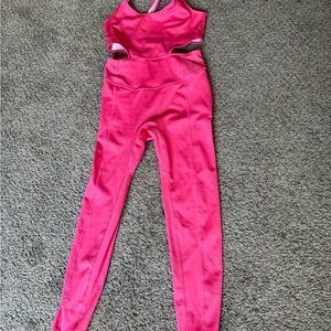 FP Movement by Free People Neon Pink Cutout Jumpsuit